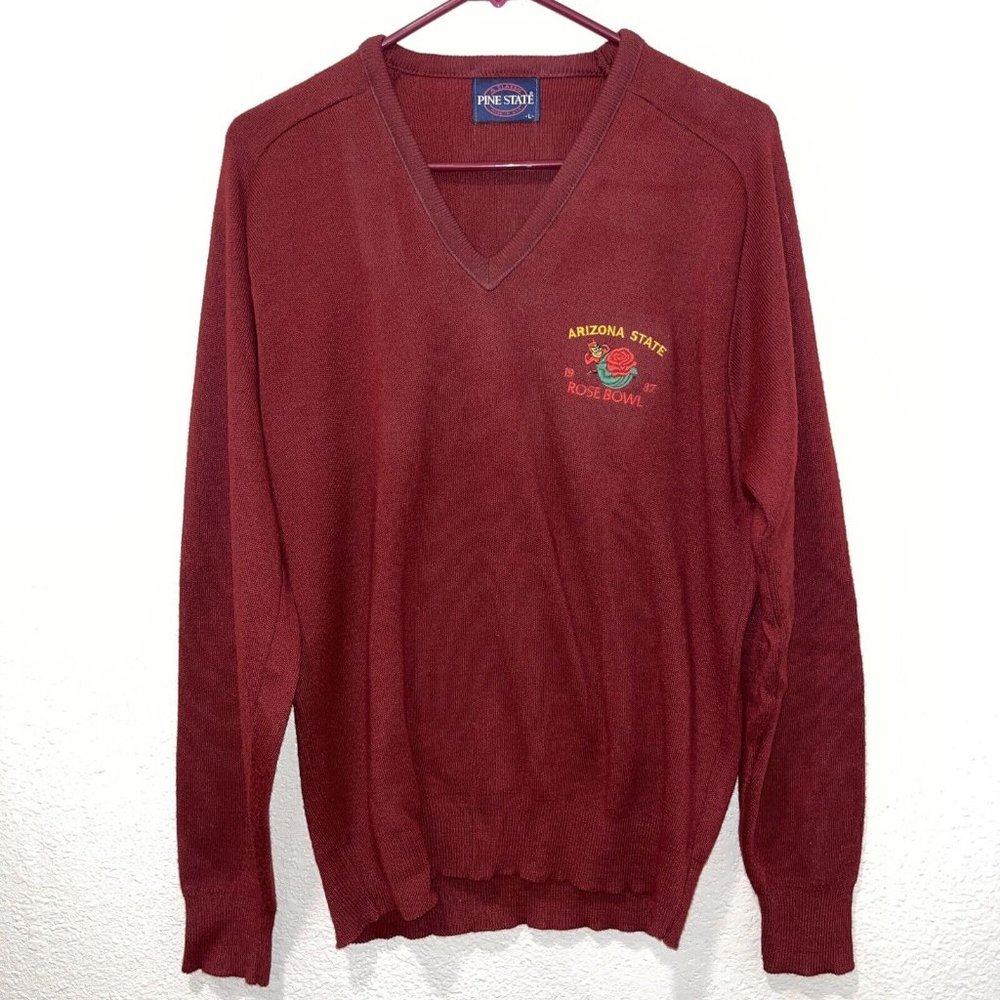 VTG 80’s Arizona State University Sun Devils Rpse Bowl V Neck Sweater Large